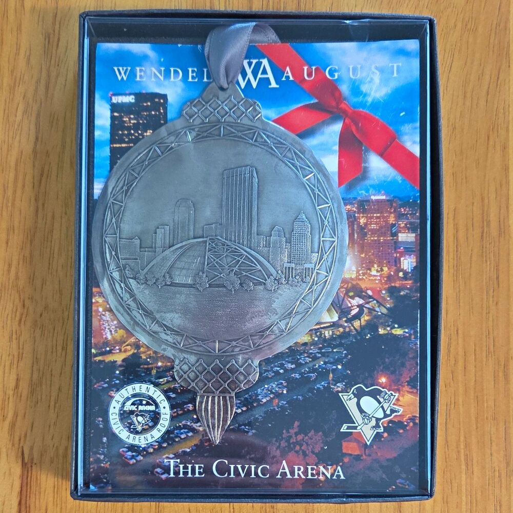Wendell August The Civic Arena Round Hanging Ornament, Silver Decorative